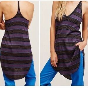 FREE People Boho Striped Racerback Slitted Tunic